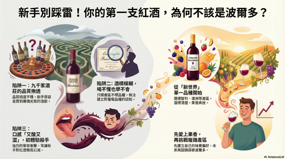【別再當冤大頭！】為什麼我勸新手：人生第一支紅酒，千萬別買「波爾多」？