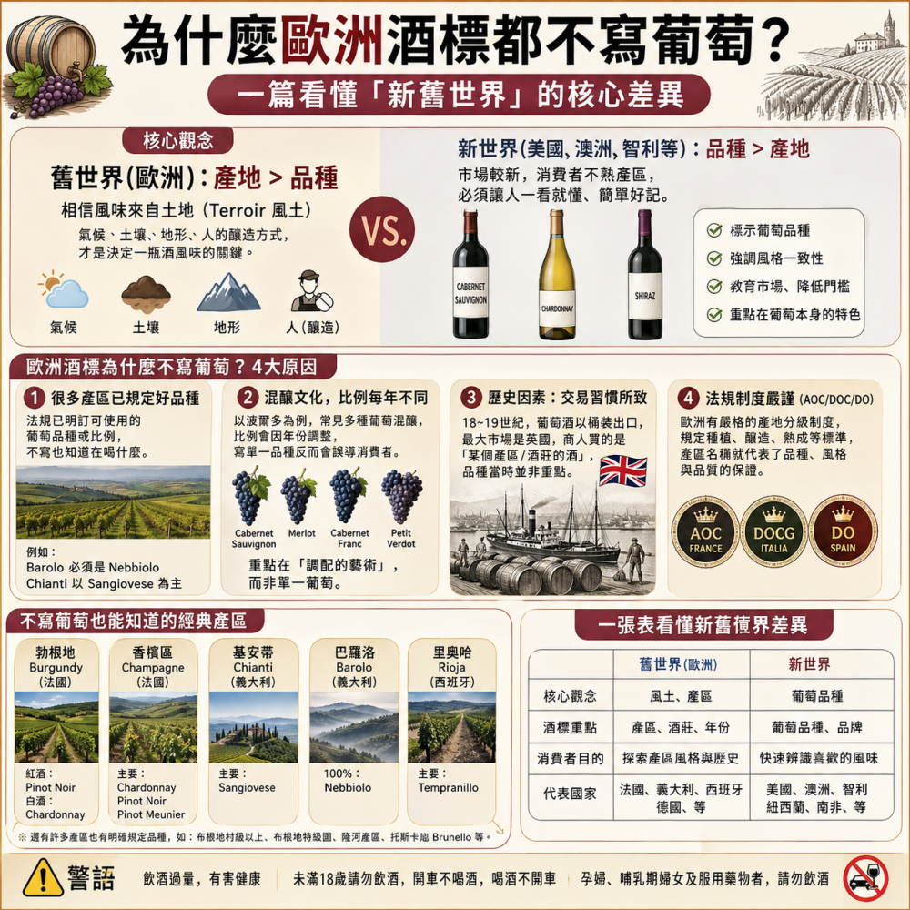 為什麼歐洲酒標都不寫葡萄？一篇看懂「新舊世界」的核心差異