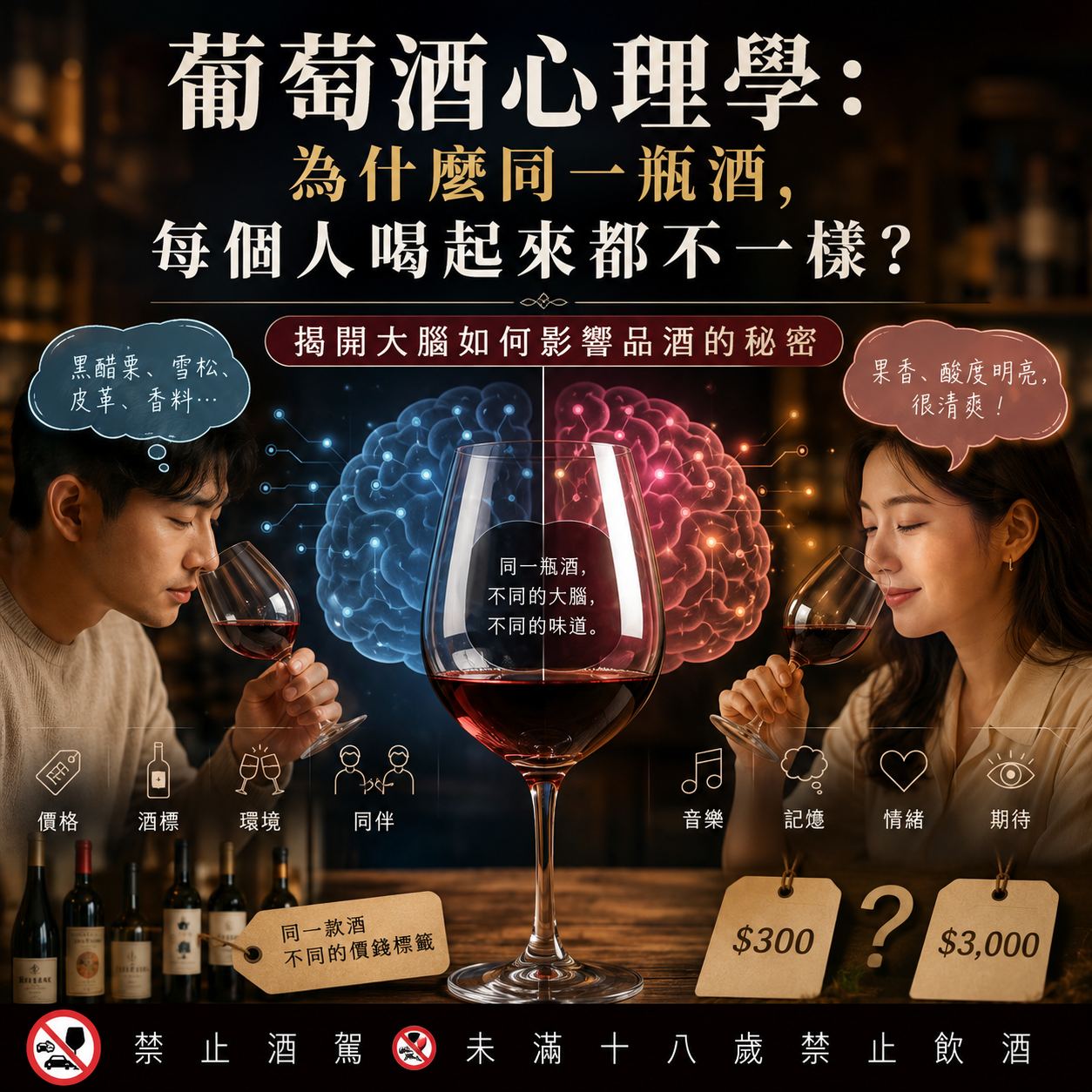 葡萄酒心理學：為什麼同一瓶酒，每個人喝起來都不一樣？揭開大腦如何影響品酒的秘密