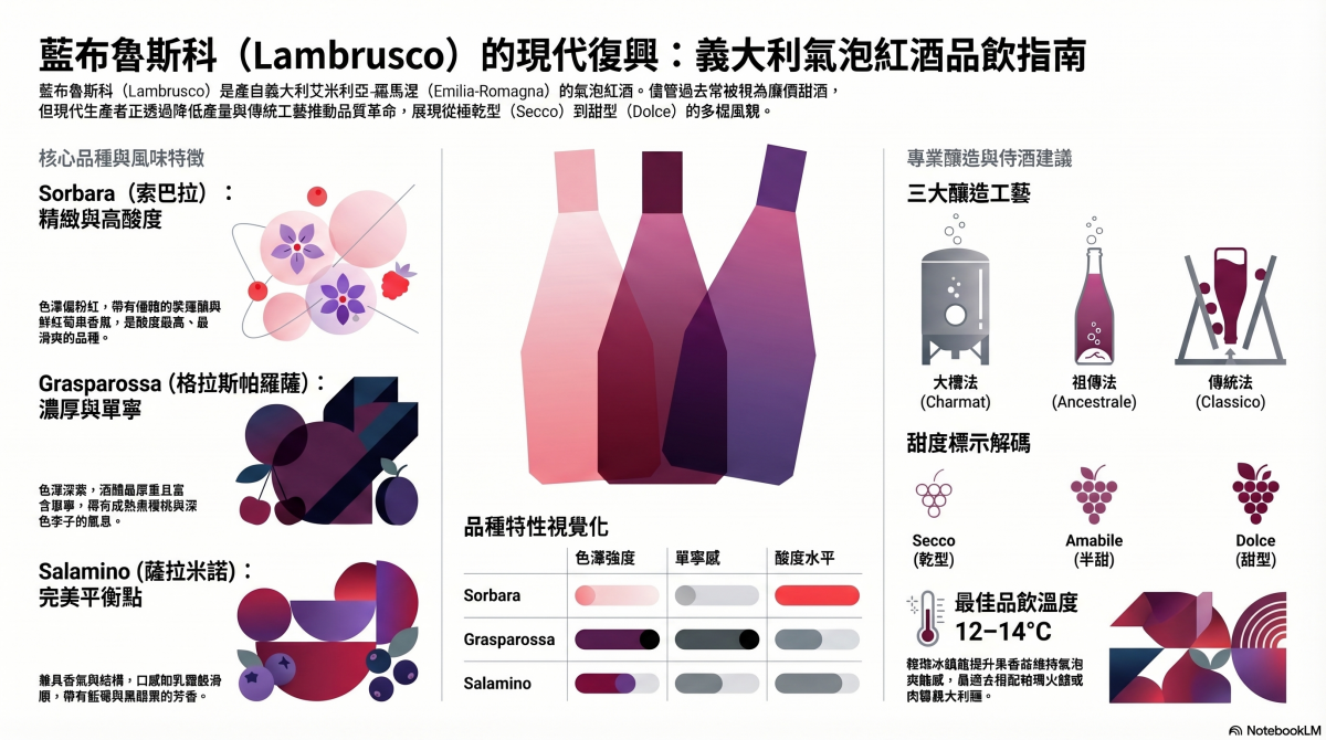 🍷 Lambrusco 是什麼？從甜紅酒到氣泡紅酒，一篇搞懂義大利最被低估的酒